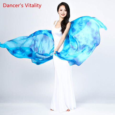 Personalized Belly Dancing Silk Veils Hand Throwing the Shawl of the Yellow Scarf red blue black Gradient Free Shipping ► Photo 1/4
