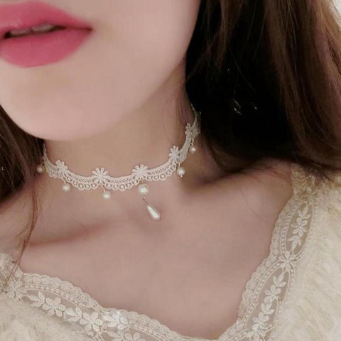 RscvonM Woman chokers  Handmade Gothic handmade fashion white vintage lace women's choker necklace jewelry accessories C347 ► Photo 1/3