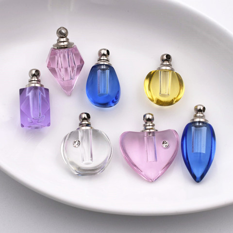 1piece Crysta Glassl vial pendant Miniature Perfume bottle charms name on rice art Essential oil charms necklace pendant ► Photo 1/6