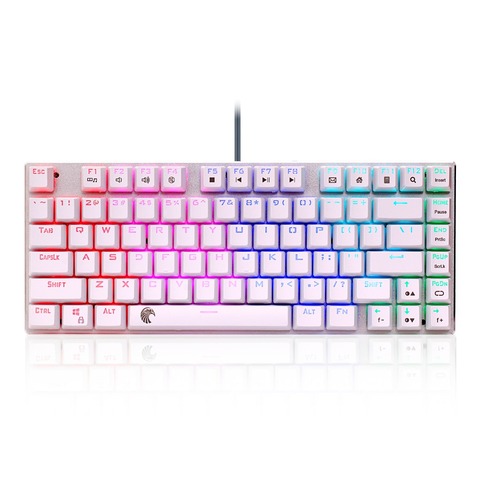 Mechanical keyboard smooth line red switch 81 keys  RGB backlight white game keyboard compact design American layout eagle Z88 ► Photo 1/6