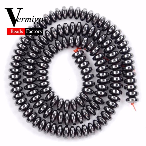 Free Shipping 130pcs 6x3mm Black Hematite Rondelle Beads Natural Stone Loose Spacer Beads For Jewelry Making Diy Accessories ► Photo 1/3