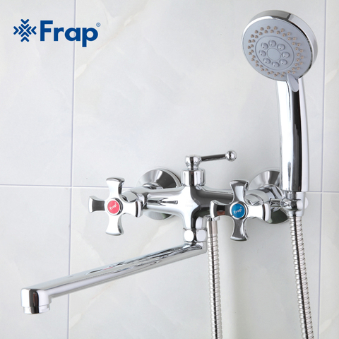 Frap Double handle Bathroom Mixer 30cm stainless steel long nose outlet brass shower faucet F2293 ► Photo 1/6