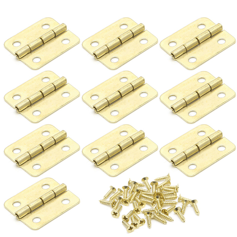 10Pcs Kitchen Cabinet Door Hinges Furniture Accessories 4 Holes Gold Drawer Hinges for Jewelry Boxes Furniture Fittings 18x16mm ► Photo 1/6