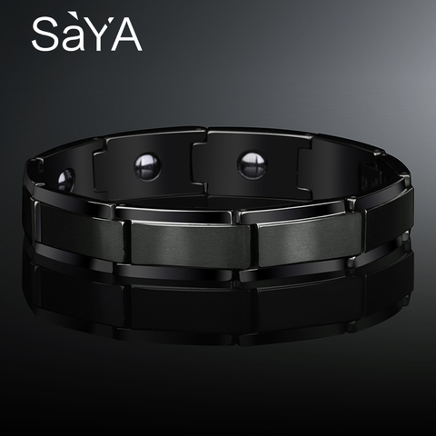 12mm Width Black PlatingTungsten Carbide Bracelet for Men Jewelry Matte Finished Inlay Magnetic Stone, Free Shipping, Customized ► Photo 1/6