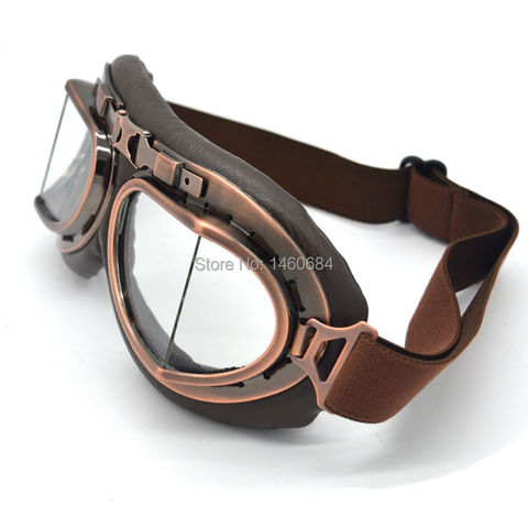 New Vintage Leather Motorcycle Goggles Pilot Motorbike Retro Jet Helmet Eyewear  Glasses ► Photo 1/6