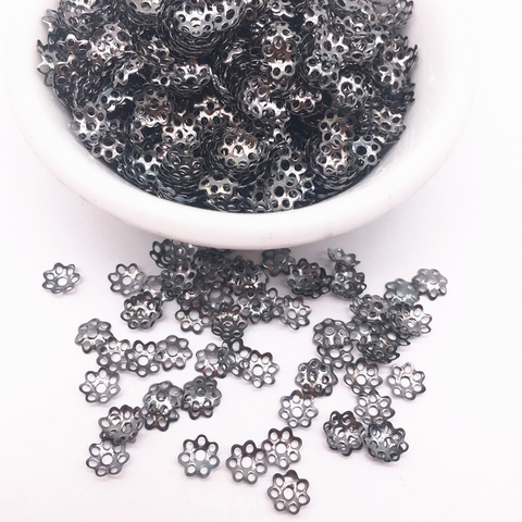 500pcs 6mm Gun black Hollow Flower Findings Cone End Beads Cap Filigree DIY Jewelry Making ► Photo 1/2