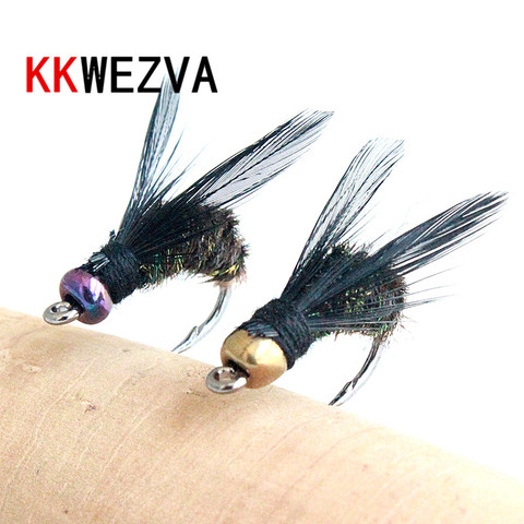 KKWEZVA 20PCS fishing lure #8 Black hooks Peacock Feather Material Nymph Spinner Baetis Fly Bait Trout Fly Fishing Flies & Lures ► Photo 1/5