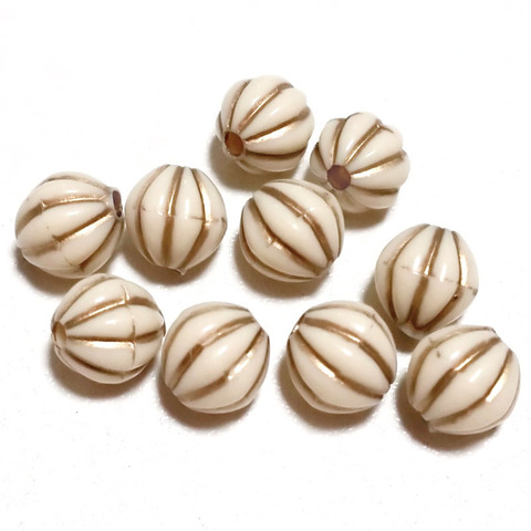 200 Pcs/Lot 8mm Golden Line Enlaced Stripe Round Acrylic Antique Design Spacer Beads For DIY For Bracelet Bangle Jewelry Making ► Photo 1/6