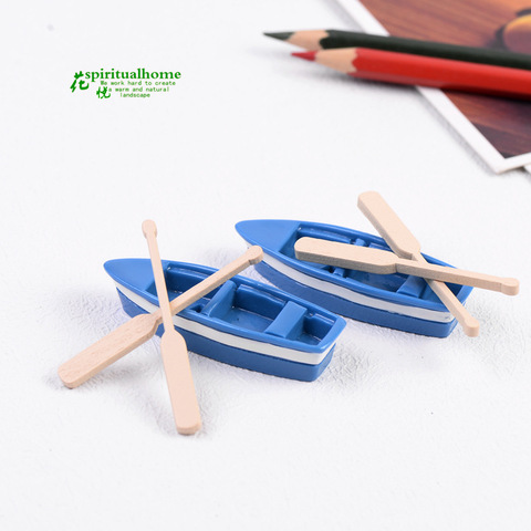 1 Set Small Boat And Paddle Small Ornament Diy Material Bryophyte Micro Landscape Meaty Plants Miniatures Figurine Garden Tools ► Photo 1/6