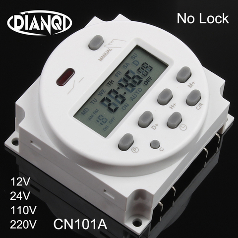 No lock CN101A AC DC 12V  Round Digital LCD Power Timer Weekly Programmable Electronic Time Relay Switch 8A TO 16A CN101 weekly ► Photo 1/6