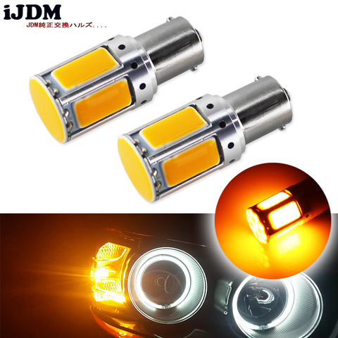 2pcs No Resistor Required Amber Yellow COB LED 1156 7506 7528 BA15s P21W  LED Bulbs For Front Turn Signal Lights(No Hyper Flash) ► Photo 1/6