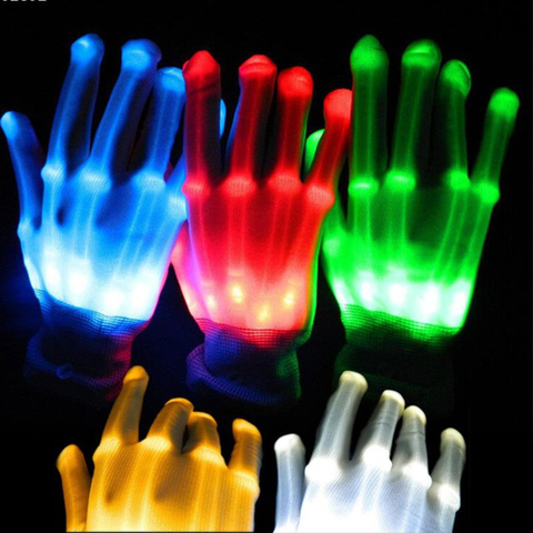 LED Gloves Neon Guantes Glowing Halloween Party Light Props Luminous Flashing Skull Gloves Stage Costume Christmas Supplies ► Photo 1/6