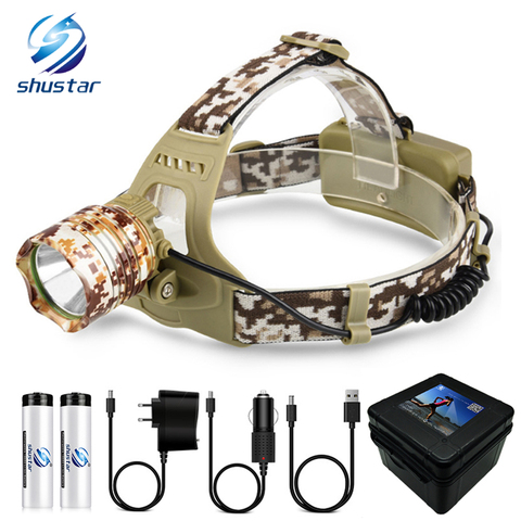 3000LM XM-L T6 LED Head Torch Camouflage 18650 Headlamp Rechargeable Headlight