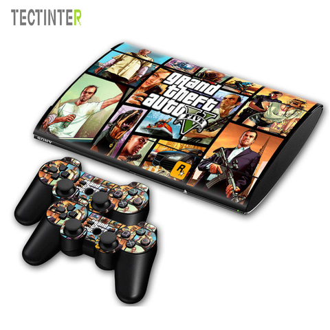 GTA V For PS3 Surper slim 4000 Console Vinyl Skin Sticker Cover+2pcs Controller For Sony PS 3 super slim 4000 Controller Decal ► Photo 1/6