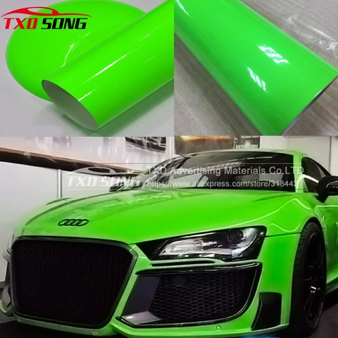 Beautiful Green Fluorescent Vinyl sticker Fluorescent Green Car Wrap Film for car wrapping with air bubble 10/20/30/40/50/60cm ► Photo 1/6