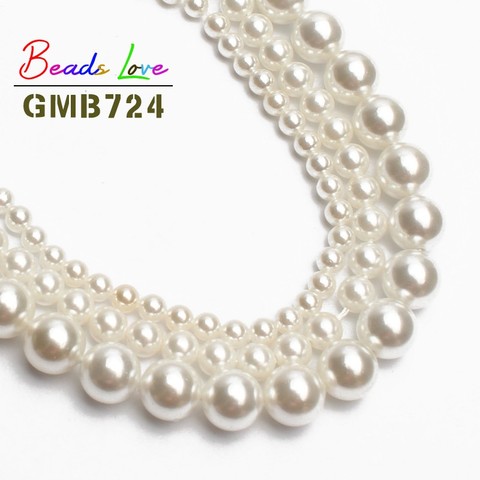 Wholesale Natural White Shell Pearl Round Loose Beads For Jewelry Making Choker Making Diy Bracelet Jewellery 2/3/4/6/8/mm 15'' ► Photo 1/5