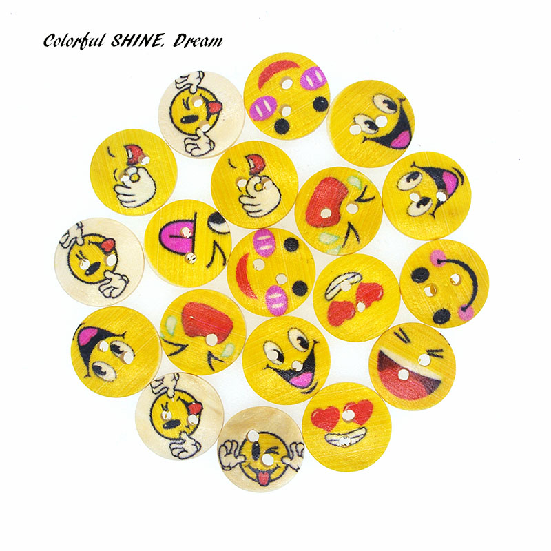FREE 50-100PCs Crafts Mixed Natural Cartoon Cats 2 Hole Button Buttons 15mm 