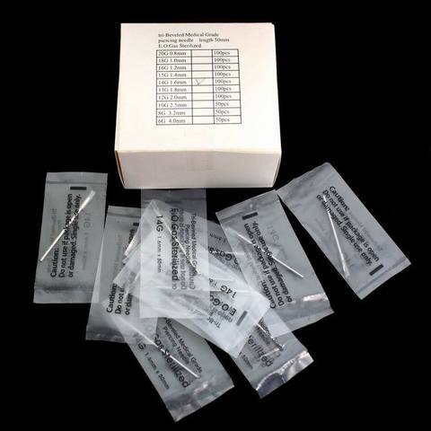 100pcs Piercing Needles Surgical Steel 12G14G Disposable Body Piercing Needles  Gas Sterilized Permanent Makeup Tattoo Needles ► Photo 1/6