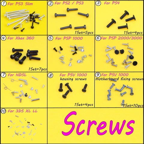 For Sony PS3 PS2 PS4 Controller Philips Head Replacement Screw Set Screws  for XBOX 360 for PSV1000 PSV2000 for NDSL ► Photo 1/6