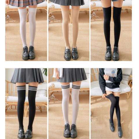 1 Pair Stripe Stockings Girls Women Over Knee Thigh High Over The Knee Stockings For Ladies Girls Warm Knee Socks black/white ► Photo 1/6