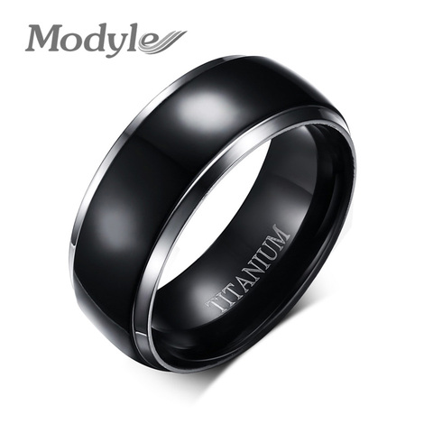 Modyle High Quality Men Titanium Rings Black Men Engagement Wedding Rings Jewelry 8mm Wide High Polished Ring Free Shipping ► Photo 1/1