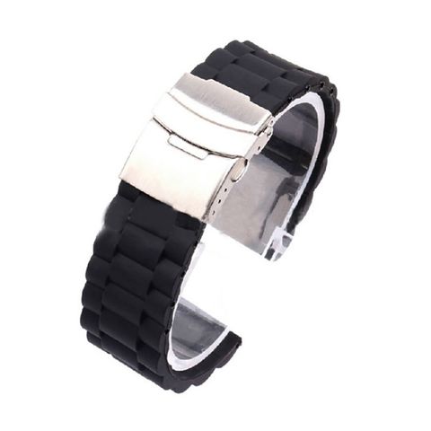 Double Click Butterfly Buckle Silicone Watchbands Watch Automatic Push Button Fold Deployment Clasp Strap Buckle Watch Band ► Photo 1/6