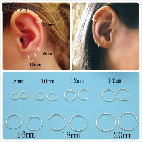 ROMAD 925 Sterling Silver Earrings For Women/Men Small Hoop Earrings Ear Bone aros Tiny Ear Nose Ring Girl aretes ear hoops R5 ► Photo 1/6