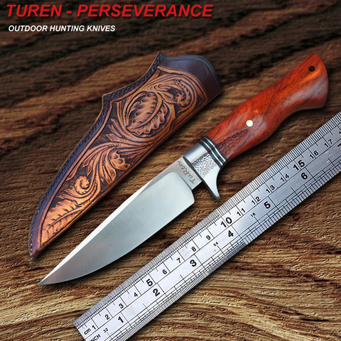 TUREN-Fishing Knife M390 Steel Blade Snakewood Handle Fixed Blade Hunting  Knives Camping Straight Knife with