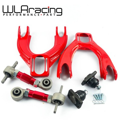 Qiilu Front Rear Upper Camber Kit for 1994-2001 Acura Integra for 1993-1997 Honda Del Sol Suspension Camber Kit Red for 1992-1995 Honda Civic 