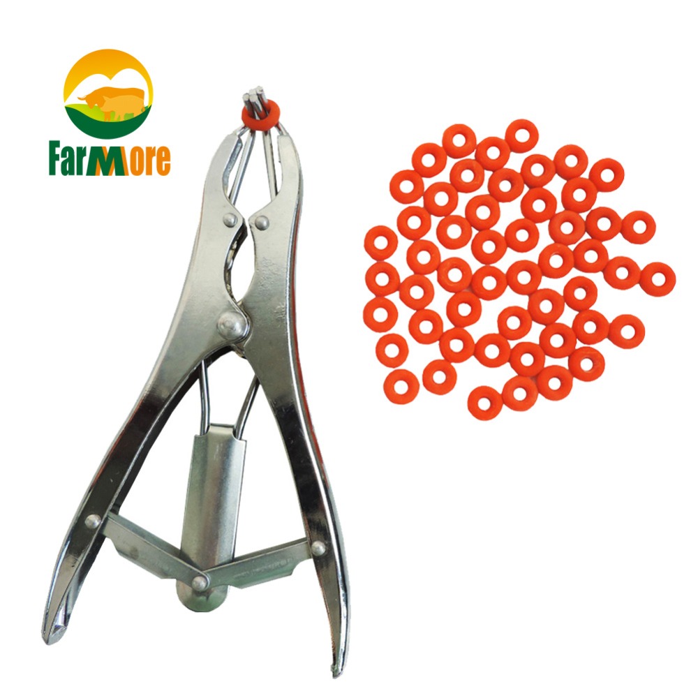 Pigs Castration Pliers With 100pcs Castrator Rings Tail Docking