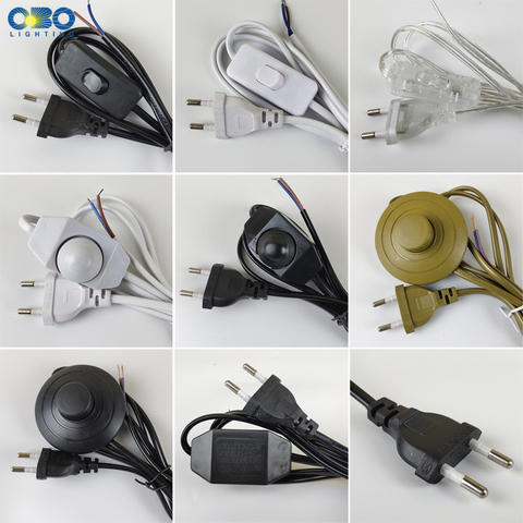 EU Plug With Switch Wire 1.7M Dimmer Black/White Lamp Cable For Table Lamp For Floor lamp 110-220V Electricity Wire ► Photo 1/6