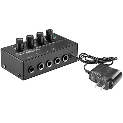 Eu Plug,Ha400 Ultra-Compact 4 Channels Mini Audio Stereo Headphone Amplifier With Power Adapter Black ► Photo 1/6