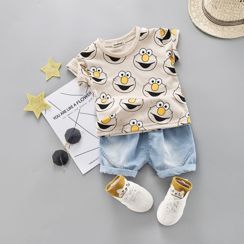 Baby Boy Clothing Set Cute Summer T-Shirt Cartoon Children Boys Outwear Shorts Suit for Kids Outfit Denim Outfit 1 2 3 4 Years ► Photo 1/6