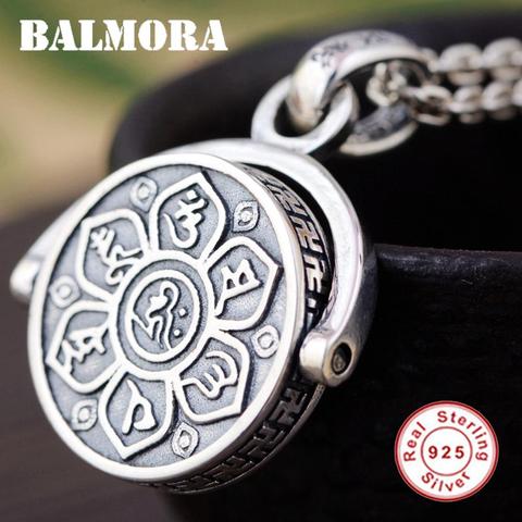 BALMORA 925 Sterling Silver 360 Rapid Rotating Six Words' Sutra Pendants&Chain for Men Women Jewelry Gift Ins Style Spin Charm ► Photo 1/6