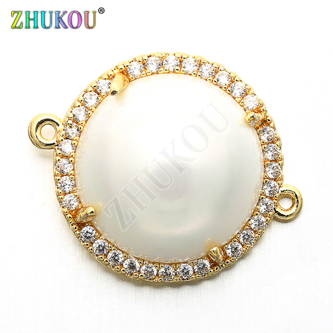 17*22mm High quality Pearl Beads Paved Cubic Zirconia Brass Connectors DIY Jewelry Findings, Hole: 0.5mm, Model: VS236 ► Photo 1/3