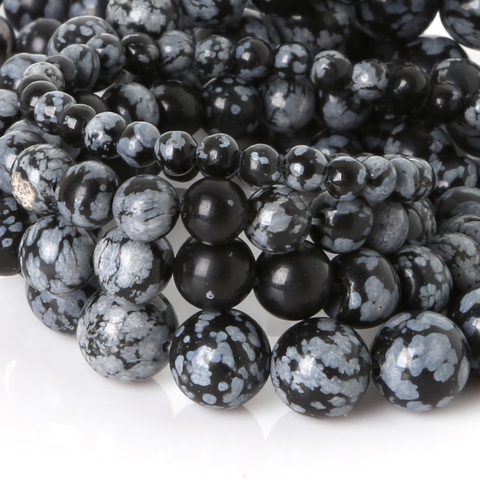 Best Selling Size 4 6 8 10mm Snowflake Obsidian Beads Round High Quality Natural Stone Beads for Jewelry Making DIY Bracelet Hot ► Photo 1/6