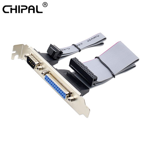 CHIPAL For PCI Slot Header Serial DB9 Pin With Parallel DB25 Pin Cable 28.5cm With Bracket For Parallel LPT Printer COM Serial ► Photo 1/6