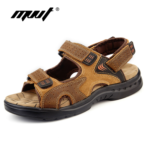 men sandals slippers genuine leather cowhide male summer shoes outdoor casual suede leather sandals ► Photo 1/6