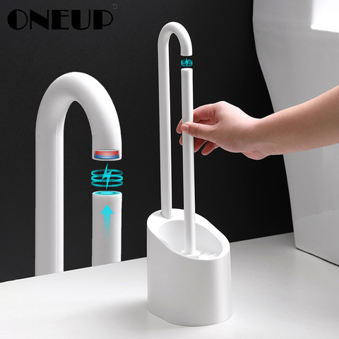 ONEUP Bathroom Magnetic Cleaning Brush PP Plastic Bathroom Accessories Set Home Long Handle Shower Room Portable Toilet Brush ► Photo 1/6