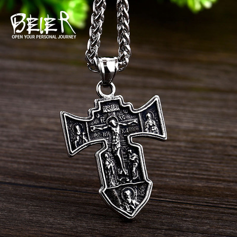 Beier 316L stainless steel Jesus Christ Cross Men's Pendant Necklace Religious Believers High Quality Jewelry LLBP8-0700P ► Photo 1/5