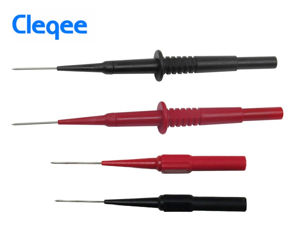 P5008 2Pcs Banana Plug Socket Insulated Multimeter Testing Probe Piercing Needle 