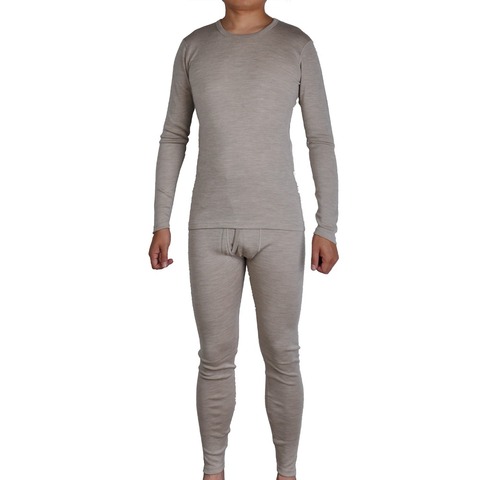Men Pure  300g/m2 100% Merino Wool Winter Long Sleeves Thermal Warm Thick Sweater Underwear Thicker Tops Johns bottom Set ► Photo 1/6