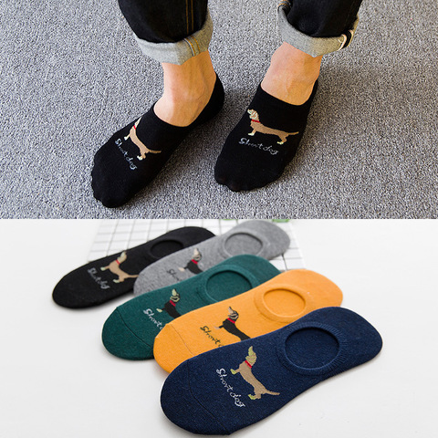 spring summer men  cotton Man Socks short dog Male Low Cut Ankle Sock boy boat casual slippers 1pair=2pcs WS112 ► Photo 1/5