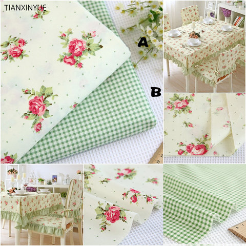 Green little flower cotton fabric DIY patchwork Sewing cushion quilting Green tablecloth Home textile fabrics ► Photo 1/6
