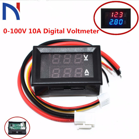 Dual Display Voltage Detector Current Meter DC 0-100V 10A Digital Voltmeter Ammeter Panel Amp Volt Gauge 0.28