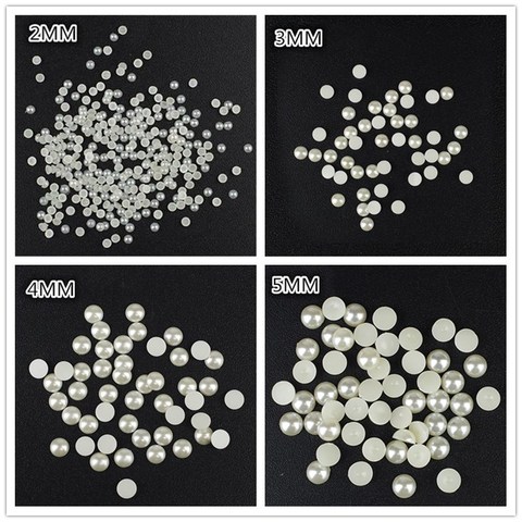 2mm/3mm/4mm/5mm/6mm DIY Half Round Flat back Beads ABS Imitation Pearls Decoration Phone Nail Art Jewelry Manicure tools ► Photo 1/1