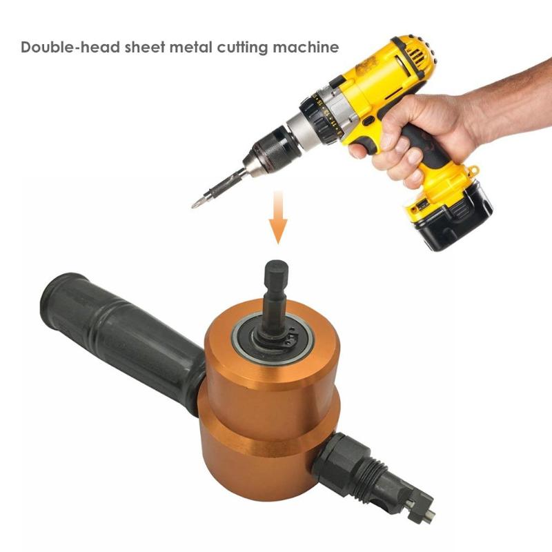 Double Head Sheet Metal Nibbler Blade Saw Cutter Cutting Tool Drill Attachment 