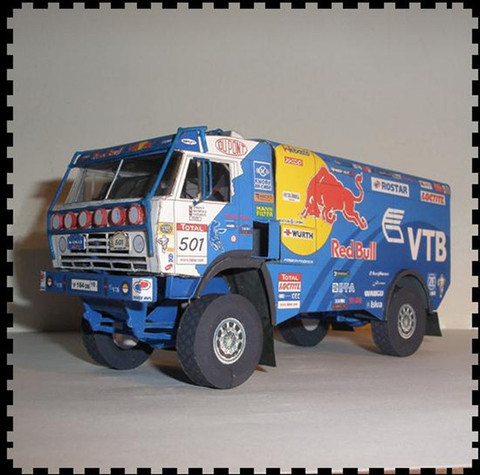 1:32 Scale Russian 4326-9 Kamaz truck Dakar rally coating 3D Paper model kit ► Photo 1/2