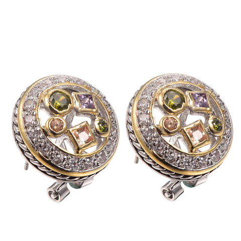 Purple Crystal Zircon Morganite Peridot  Women Earrings 925 Sterling Silver Free Shipping Newest Fashion Jewelry Earrings TE648 ► Photo 1/1