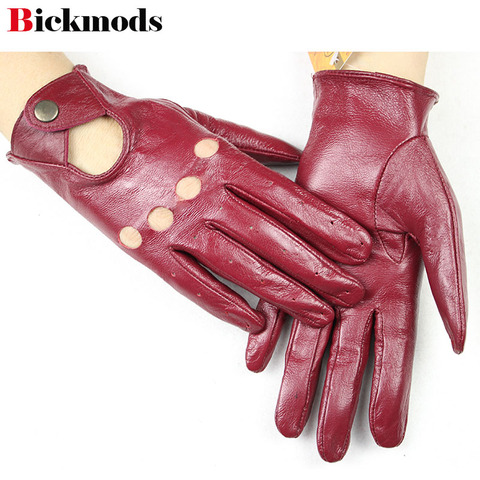 new women 100% leather gloves fashion hollow short style spring and summer driving ladies gloves ► Photo 1/6
